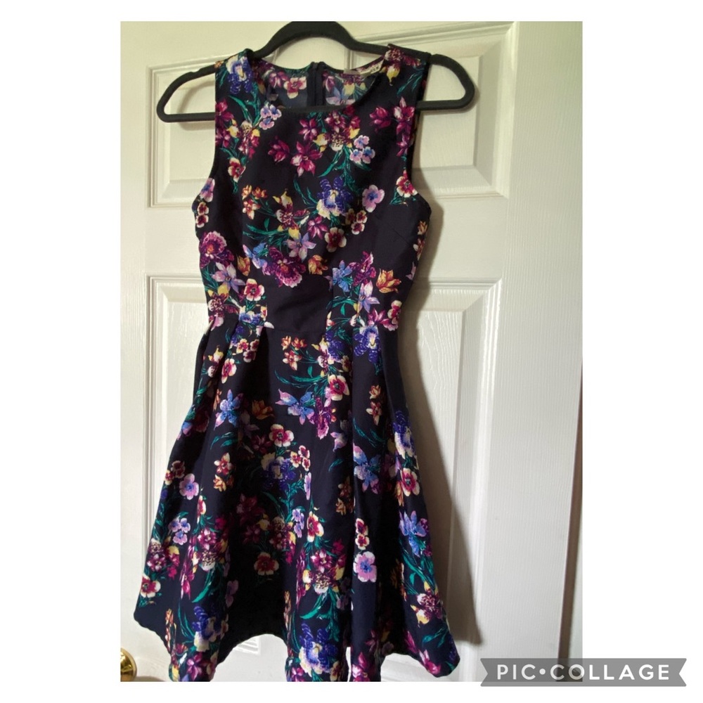 Navy blue floral dress